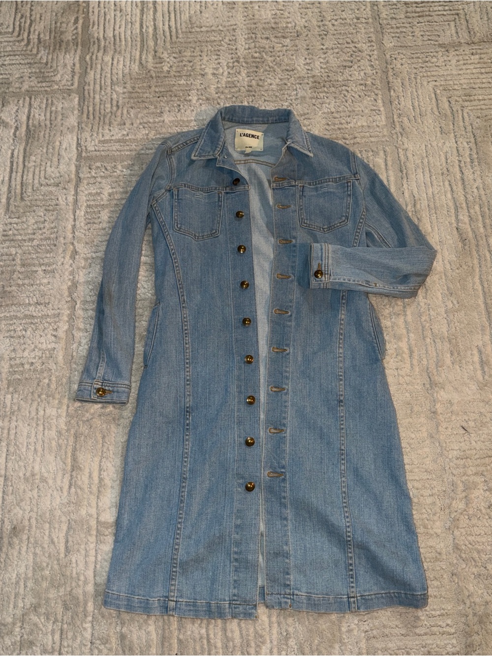 L'AGENCE Light Blue Denim Button-Down Dress